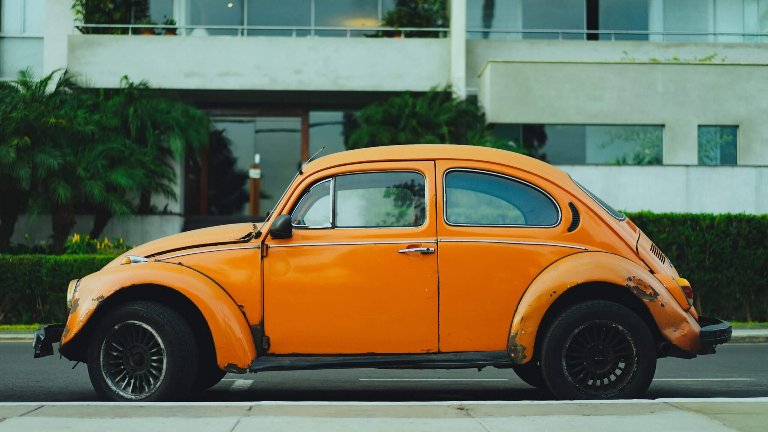 shallow focus photography of orange Volkswagen Beetle photo